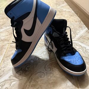 Nike Black and Light Blue High-Top Sneakers